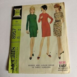 Vintage McCall's Sewing Pattern 8957 Misses & Juniors Midi Wiggle Dress Size 14